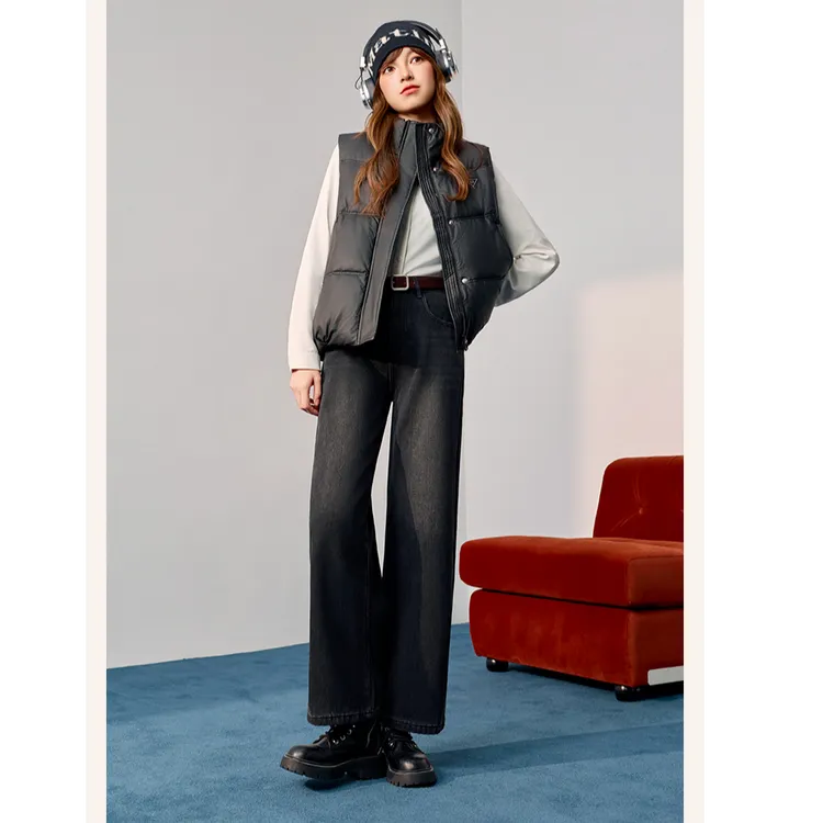 IEF/爱依服2025冬季新款韩版时尚通勤气质加绒保暖百搭牛仔阔腿裤