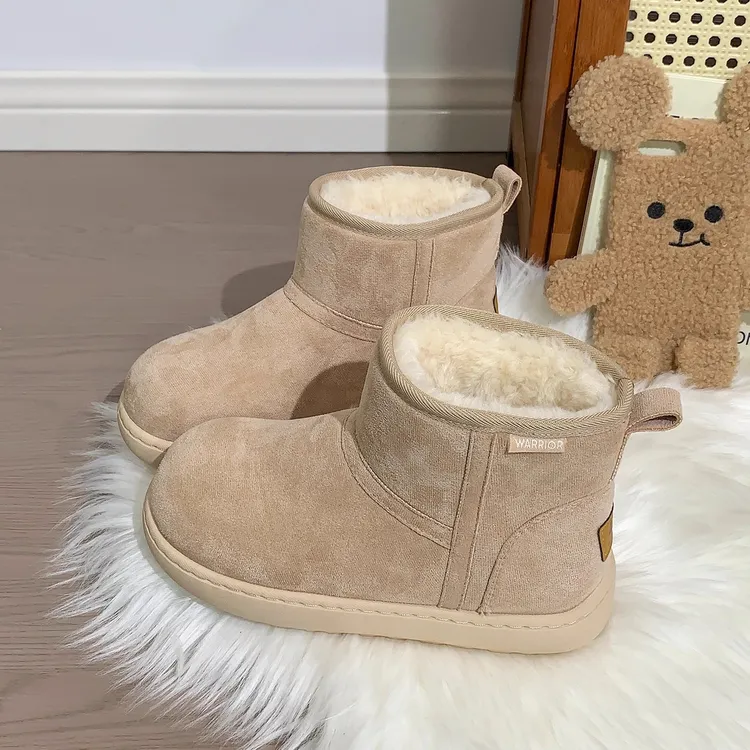 回力雪地靴女2025冬季新款保暖短筒靴子加绒加厚防滑外穿面包棉鞋