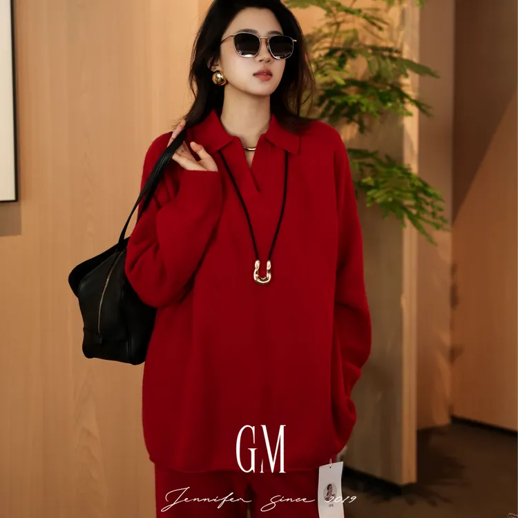 【肆姐高定】7针双股polo领羊绒衫X3126