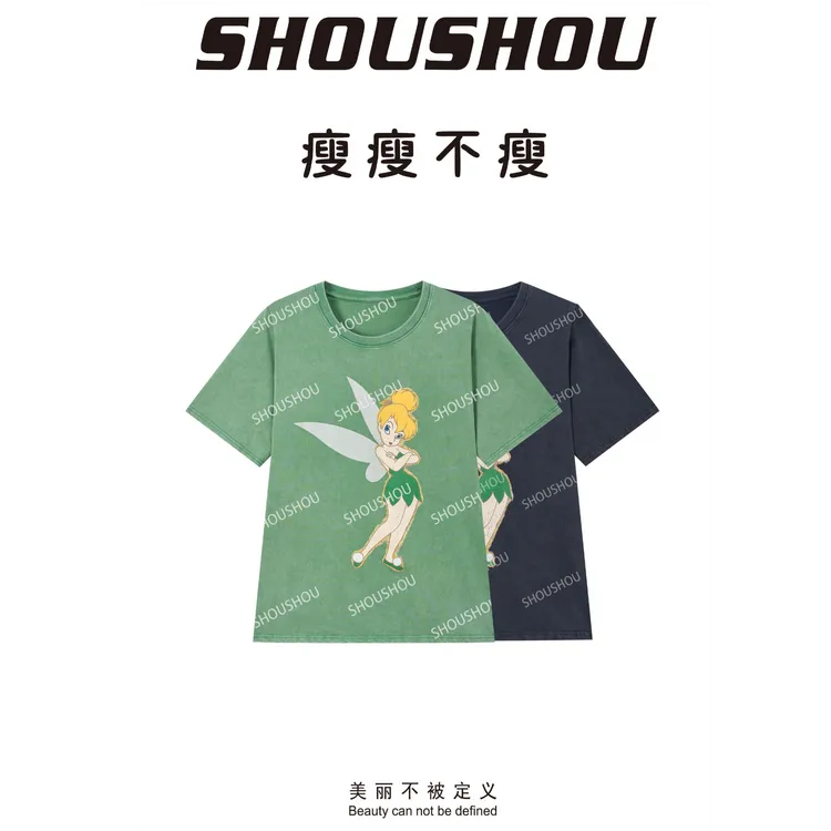 【S.S】奇妙仙子-大码圆领全棉炒色双面印花卡通可爱百搭短袖S03158