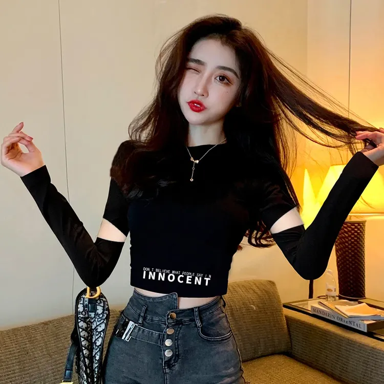 黑色半高领镂空长袖打底衫女内搭秋冬设计感小众2025秋季新款女装