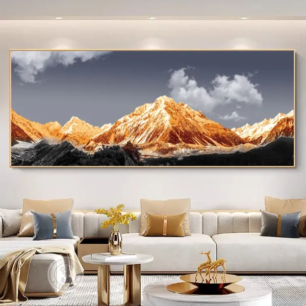 金山横幅装饰画新款客厅沙发巡洋舰办公室平面晶瓷挂画风景高级感