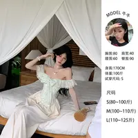 牛牛【绿野仙踪】春夏碎花法式复古蝴蝶结一字肩鱼骨上衣N25B1789