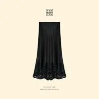 OYBN欧阳贝妮【珠玉】微胖大码重工蕾丝刺绣拼接半身裙5113