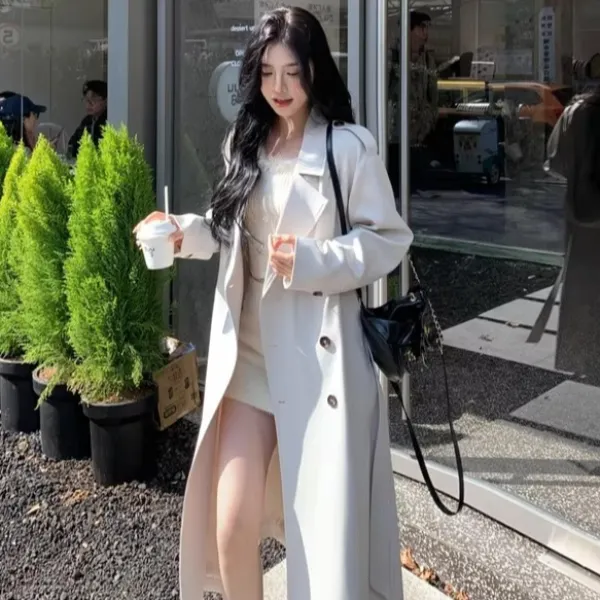 风衣外套女中长款2025春秋新款小个子高级感宽松卡其色英伦风大衣