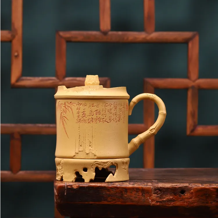 宜兴紫砂 | 三件套创意可拆分  定风波（小）紫砂盖杯办公杯