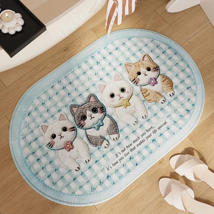 仿毛线编织喵星浴室地垫卫生间门口吸水防滑脚垫家用厕所耐脏加厚