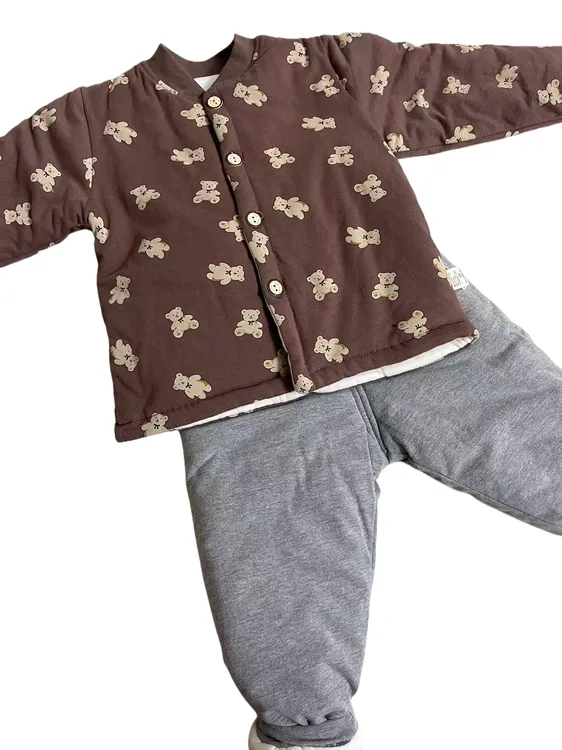 机洗棉花衣套装冬装宝宝秋冬加棉棉袄冬季校服内搭