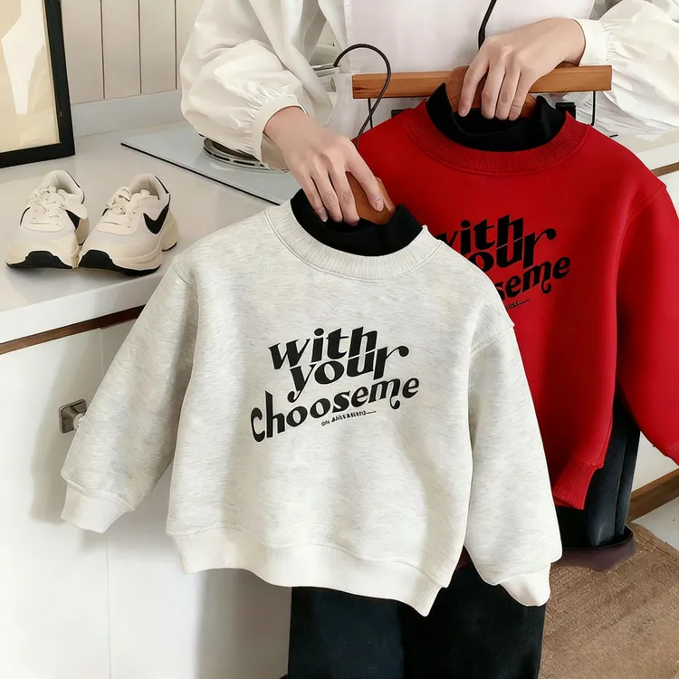 羊羔绒加厚冬季韩版秋冬上衣小中童保暖童装宽松卫衣加绒中大童