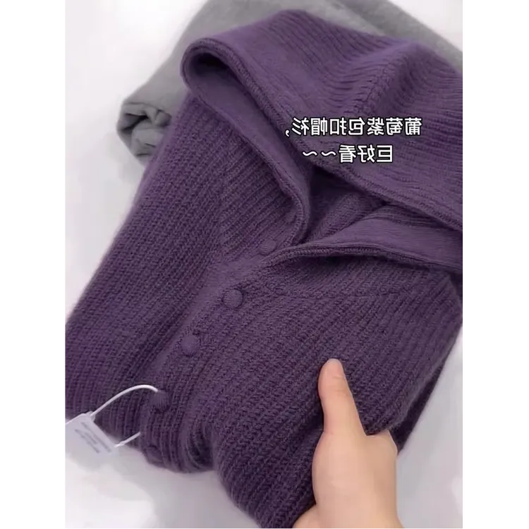 法式气质减龄连帽针织衫女2025秋冬新款慵懒风休闲通勤百搭毛衣