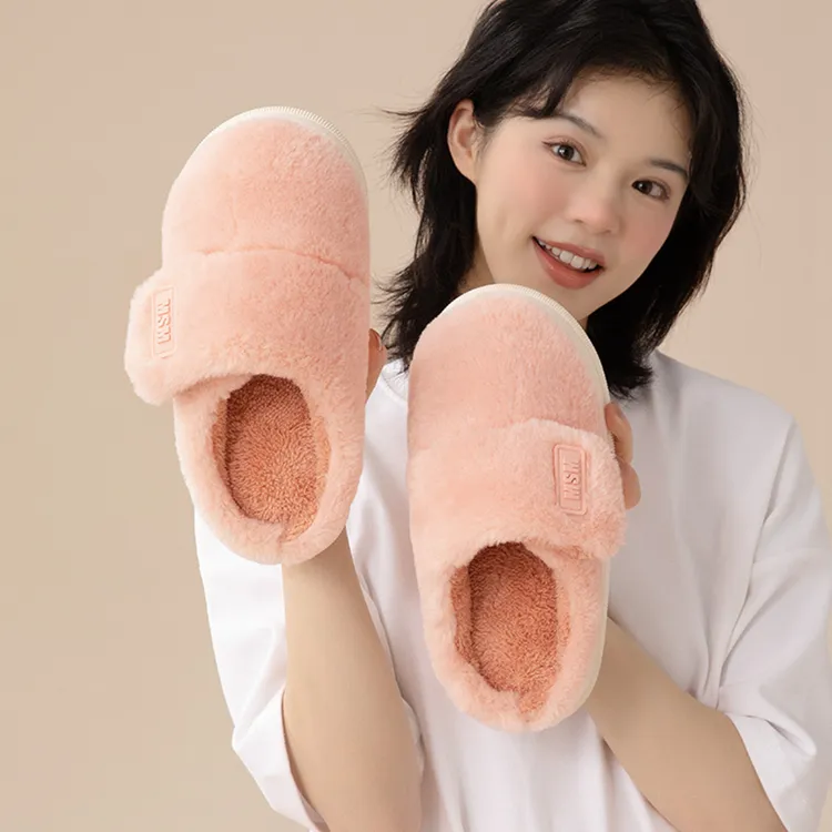 【乳胶拖鞋】乳胶冬季舒适魔术贴可调节情侣外穿棉拖鞋