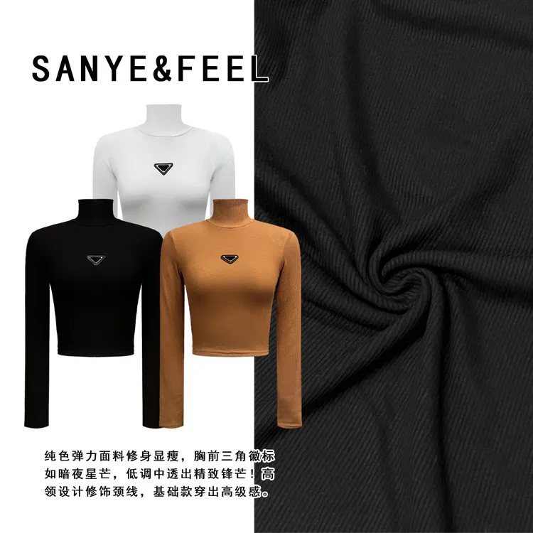 sanye&feel/妍三也【别具一格】长袖修身显瘦半高领T恤540111YX