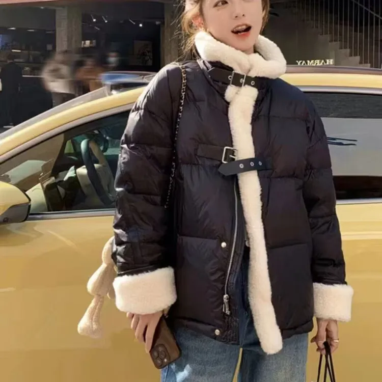 D26 010310 复古港风拼接加厚棉服保暖加厚外套