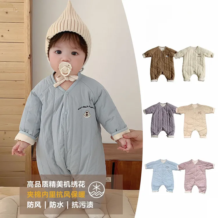 北欧风ks棉服宝宝外套夹棉连体衣婴儿外套秋季外穿宝宝0-3岁棉衣