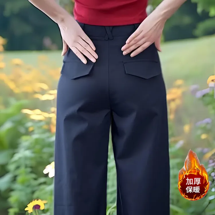 窄版阔腿裤天丝绵羊绒秋冬加厚2025新款休闲裤高腰洋气显瘦直筒裤
