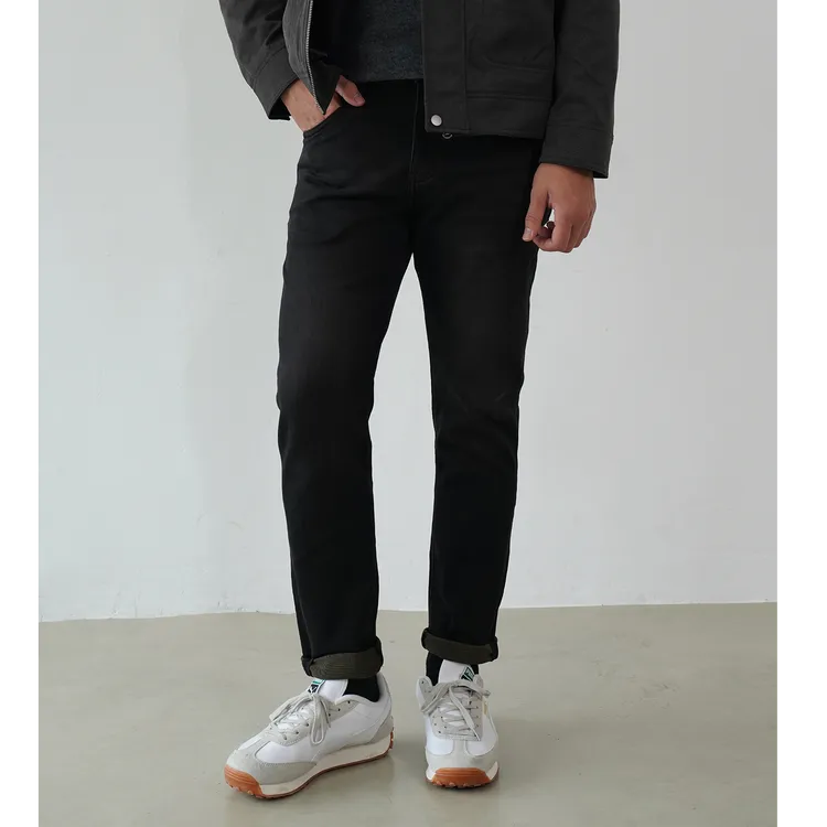 男款长裤牛仔裤黑色秋冬新款简约时尚宽松直筒裤子百搭男装牛仔裤