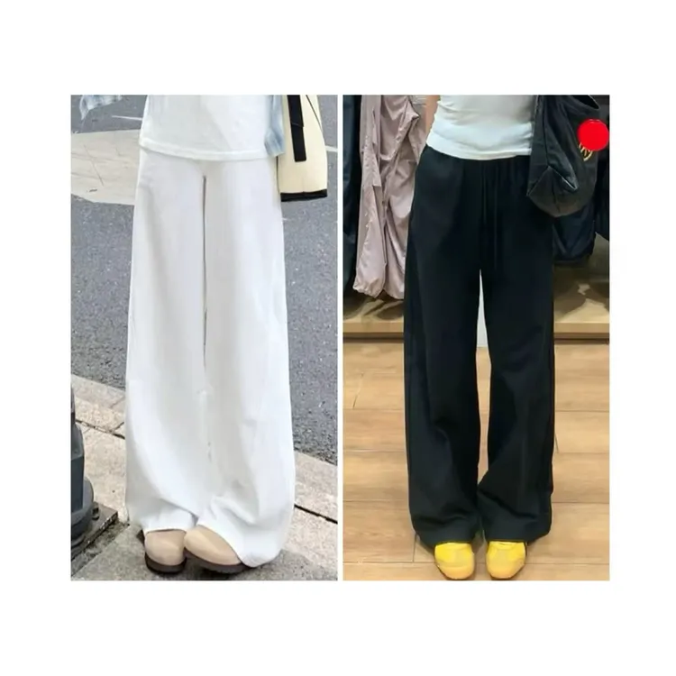 大码女装春秋时尚高腰显瘦休闲裤垂感阔腿裤外穿