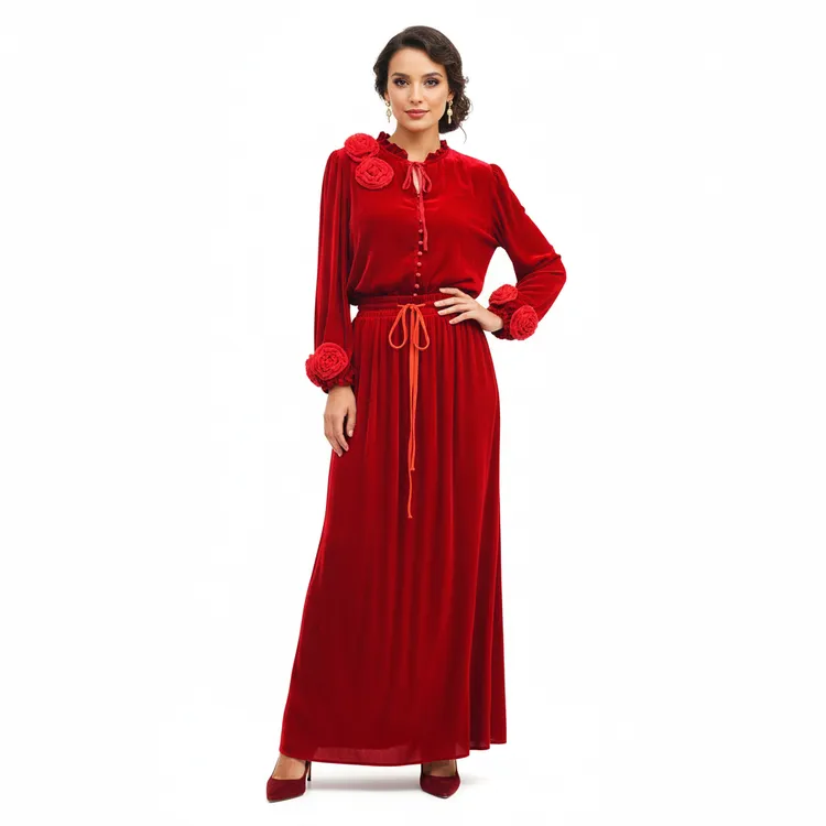 【C186】真丝丝绒时尚新款民族风迪拜服饰休闲轻奢【套装】设计师