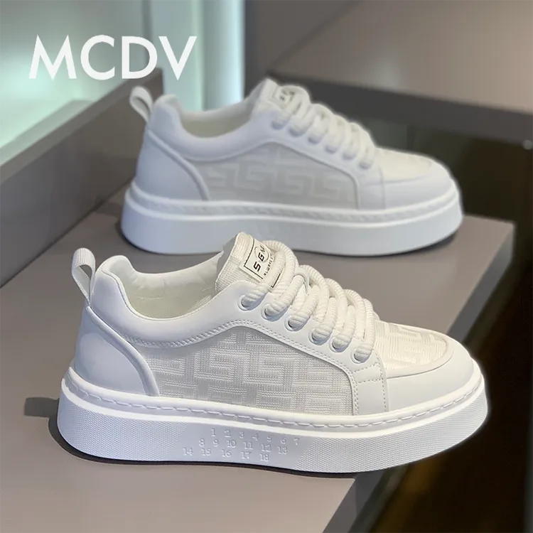 轻奢高端男鞋2025新款小白鞋厚底增高板鞋夏季网面透气运动休闲鞋