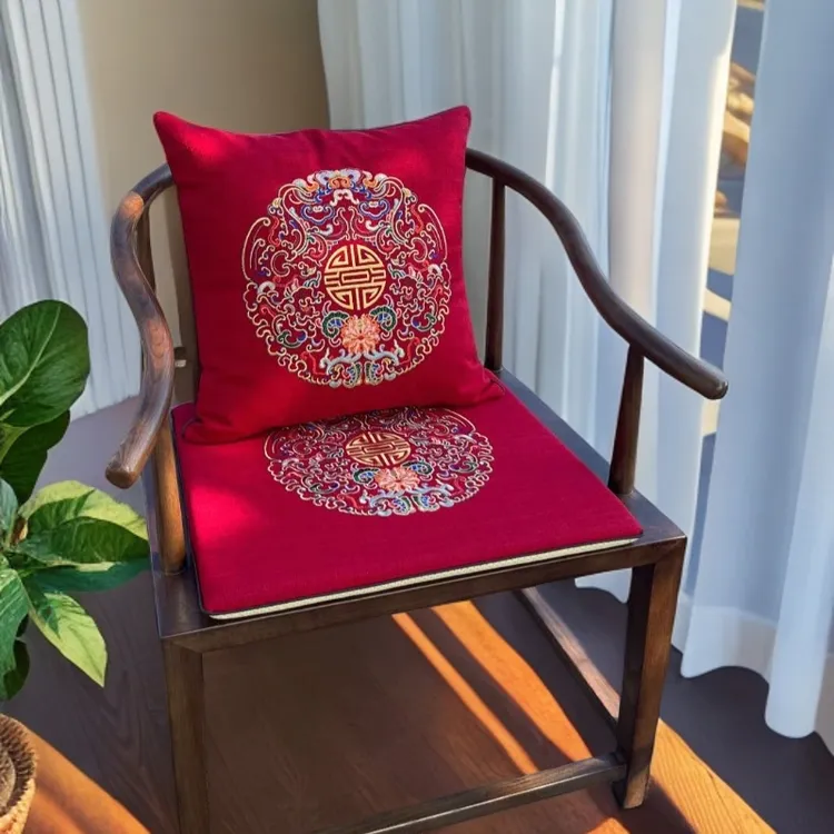 圈椅坐垫新中式防滑古典中国风可拆官帽茶椅中式茶桌椅垫60D海绵