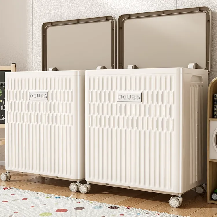 俏洁特大号被子收纳箱大容量家用翻盖整理箱带轮折叠多功能储物柜