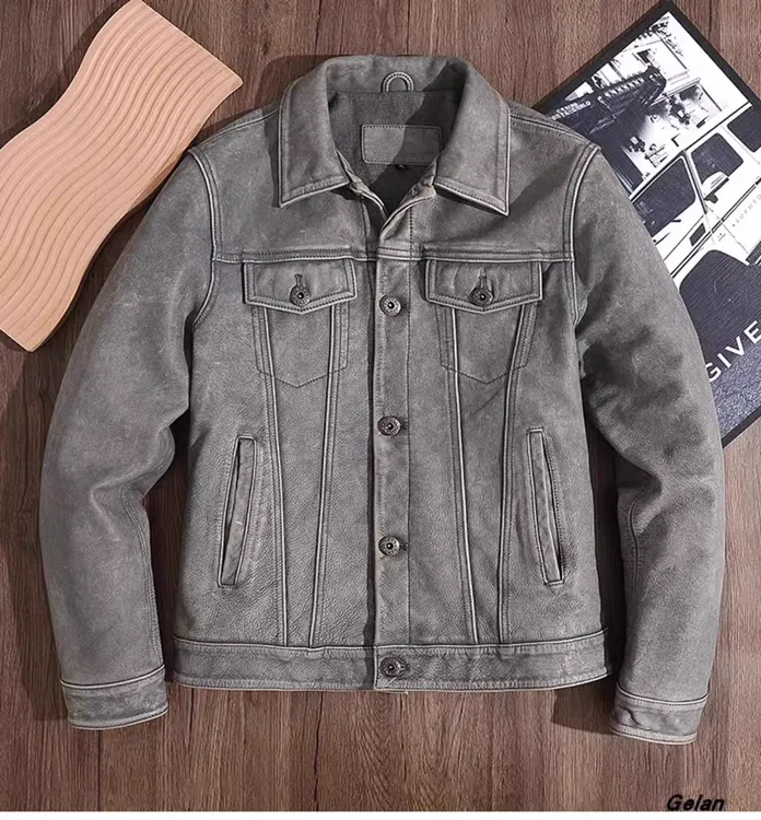 修身男多口袋高奢翻领皮衣男士潮流秋冬春秋韩版秋季