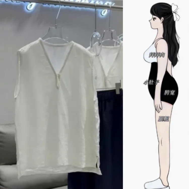 夏季新款蕾丝边领口设计感舒适透气显瘦休闲洋气宽松坎袖百搭上衣