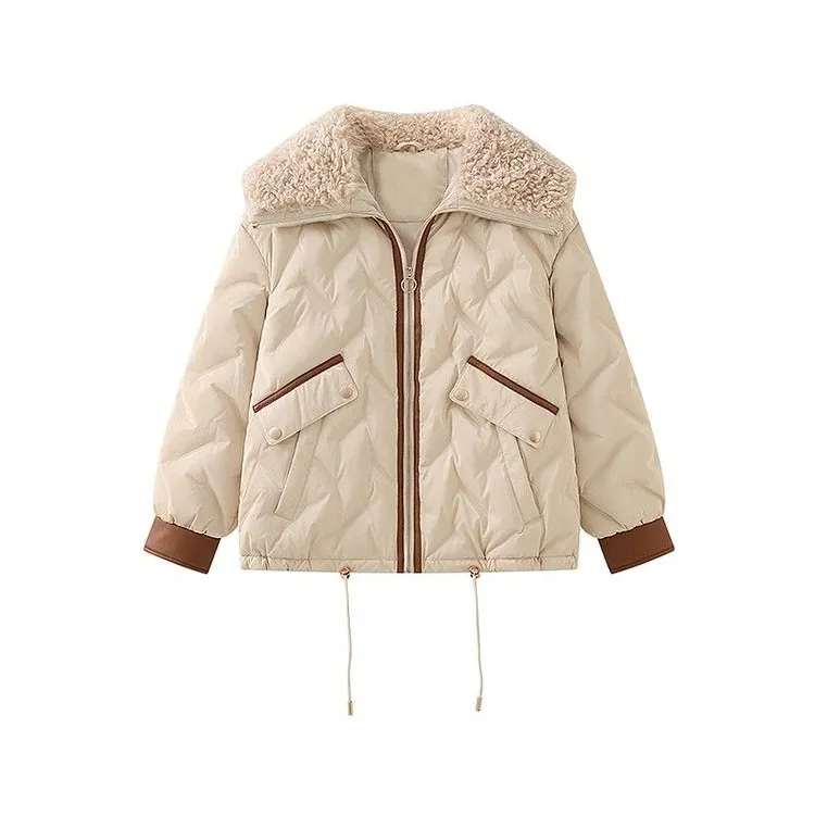 甜美减龄拼接门襟翻领羽绒服YHG411579G YPUTPP016