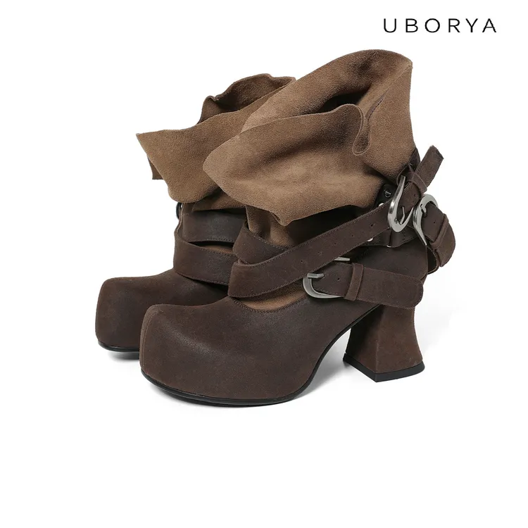 活动专属UBORYA原创漫画少女/秋日漫步质感牛皮黑色两种穿法圆头