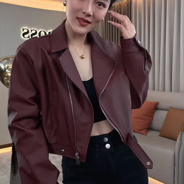 【耿老板6018#G】港风精致短款设计感穿搭皮衣外套