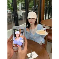 米米子 定制蓝白撞色假两件亨利衬衫上衣休闲时尚秋冬新款