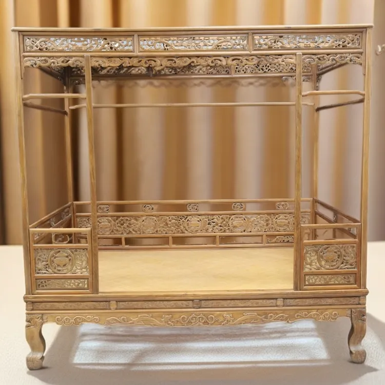 明 海南黄花梨草龙宝鼎纹架子床  延长质保期7天 百日大优惠