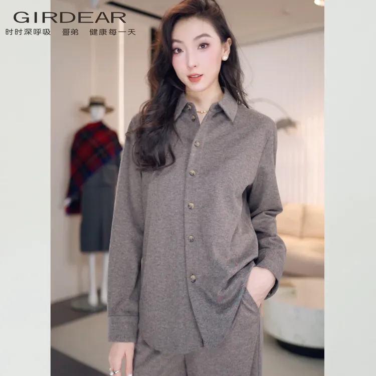 GIRDEAR/哥弟新款老钱调性时尚松弛感百搭显瘦休闲衬衫130168