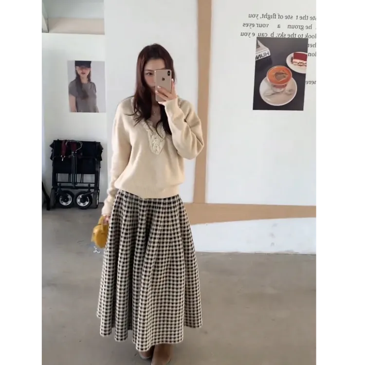 流行一整套2025秋冬新款时尚甜美减龄慵懒风毛衣半身裙两件套