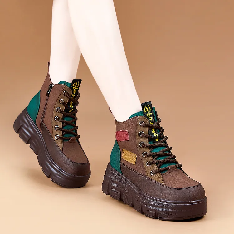 爆款英伦风马丁靴女2025冬季新款加绒保暖棉鞋运动休闲厚底高帮鞋