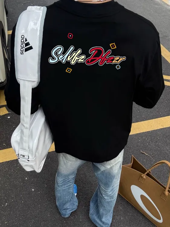 【重磅纯棉】春秋新款潮流时尚修身美式休闲印花圆领百搭男长袖T恤
