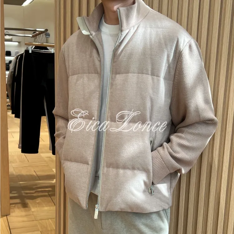 意卡伦萨 冬季“绿洲鹅绒 “时尚拼接90鹅绒绵羊毛羽绒服男装6483