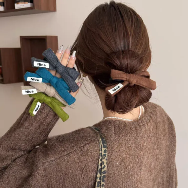 新款百货用品韩系女秋冬新款针织蝴蝶结小肠发圈高级感丸子头皮筋