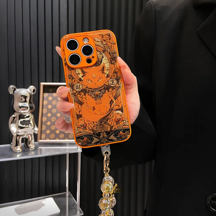 财运猫咪适用iPhone17苹果16手机壳橙色水凝壳华为vivo小米15oppo