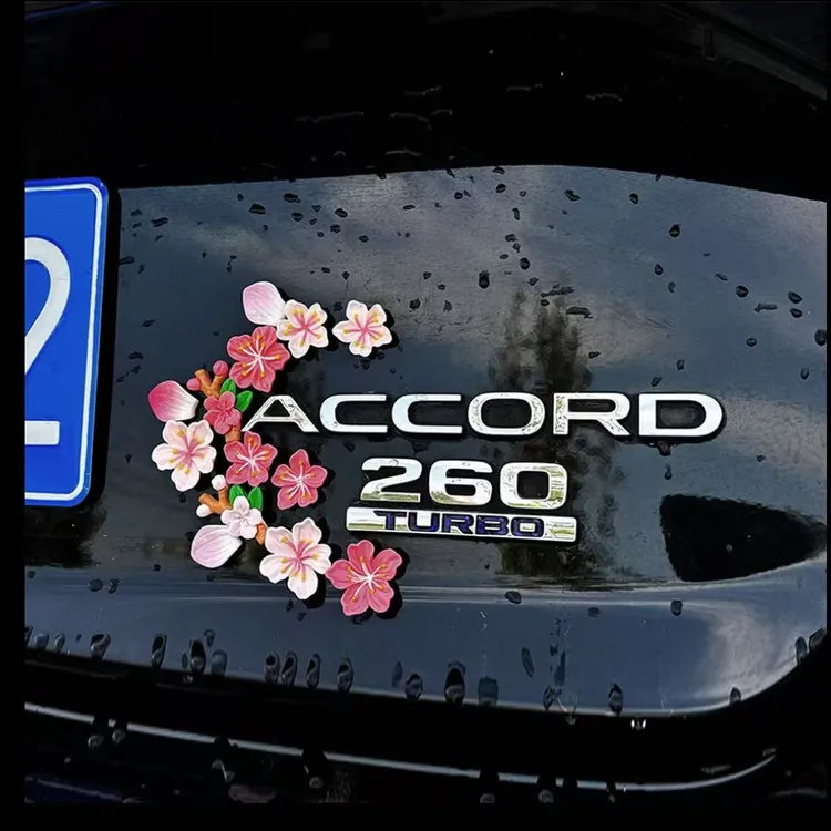 汽车创意网红尾标桃花贴3D立体贴汽车外观内饰装饰用品摆件