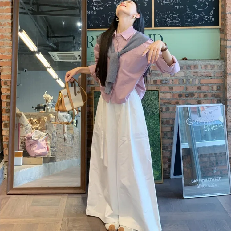 女生韩系ins衣服秋季减龄长袖衬衫高级感披肩气质百搭显瘦裤子