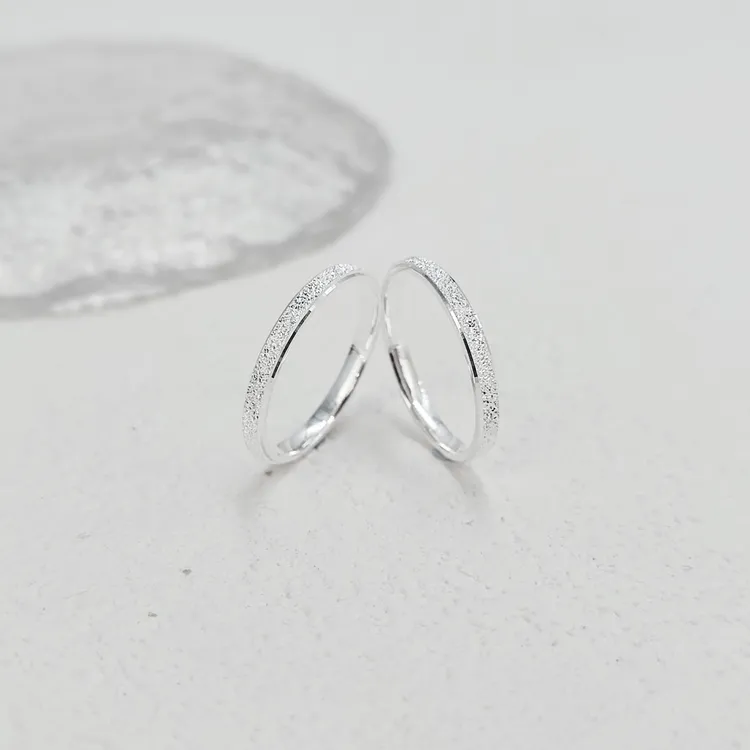 足银戒指 足银999戒指女星河磨砂闭口纯银尾戒2N细款百搭时尚ins