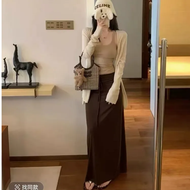 慵懒风背心夏季显瘦百搭INS风纯欲风时尚套装半裙