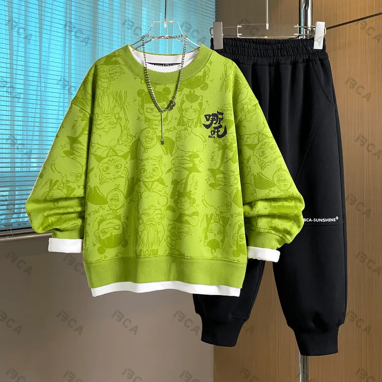 男童卫衣儿童套装新款中大童男孩2025春季休闲两件套洋气