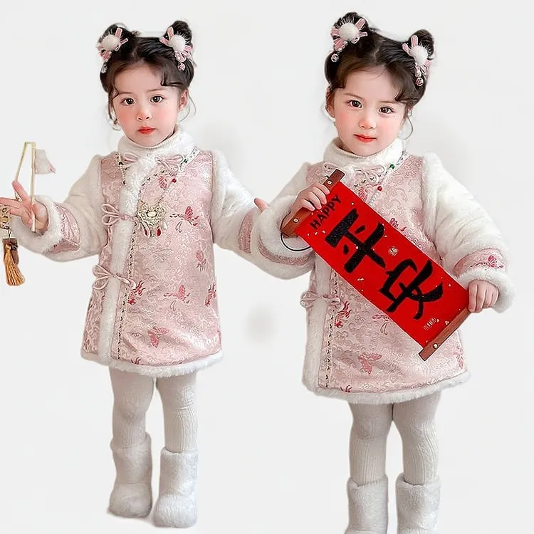 新款中国风唐装女童加绒夹棉2025冬款新年旗袍拜年服保暖秋冬洋气