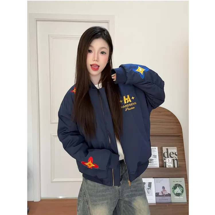 HandSeven国潮美式设计感棉服棒球服外套保暖宽松休闲加厚夹克