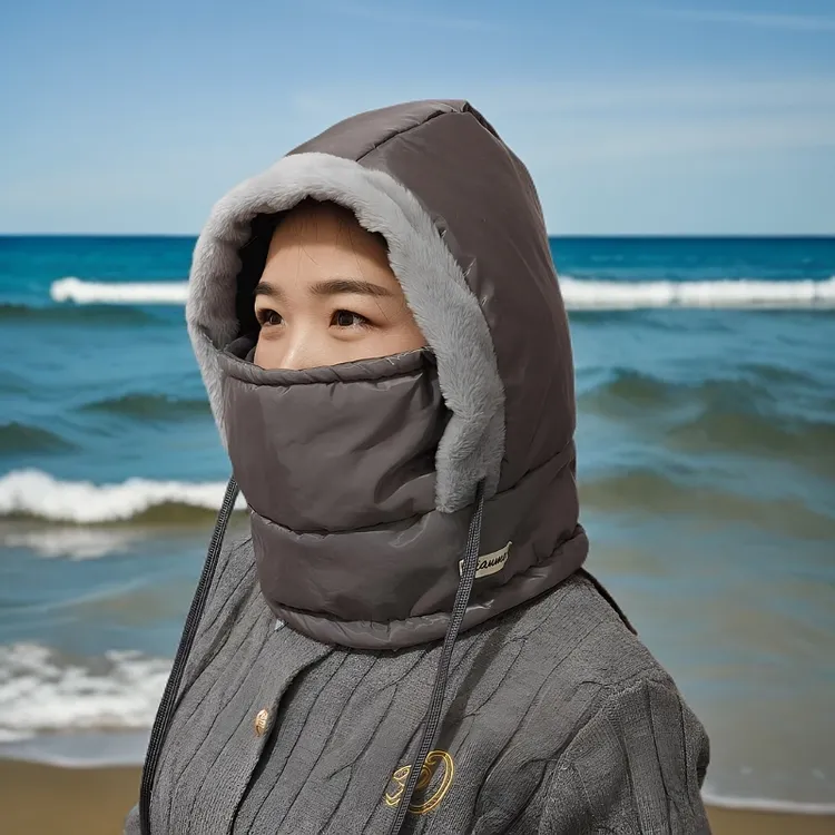 风雪帽冬季帽子骑行滑雪毛绒百搭骑车防寒加绒加厚潮流防风帽头套