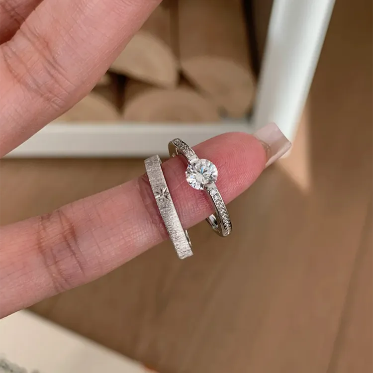 卡柒 铜合金戒指 爆闪悬浮闪锆戒指时尚小众设计高级感精致食指戒