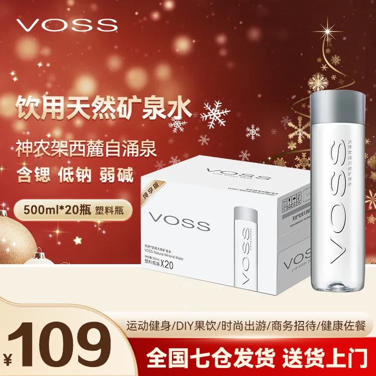 VOSS芙丝高端饮用水PET包装天然矿泉水 500ml*20瓶XQ碱性矿泉水