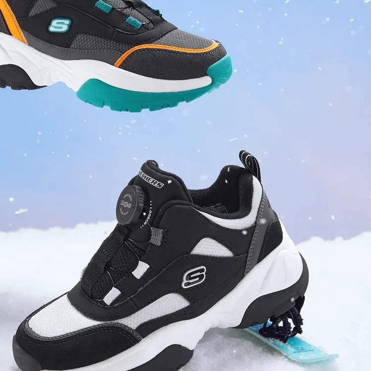 SKECHERS/斯凯奇儿童老爹鞋冬季新款男童加绒保暖运动鞋雪地靴